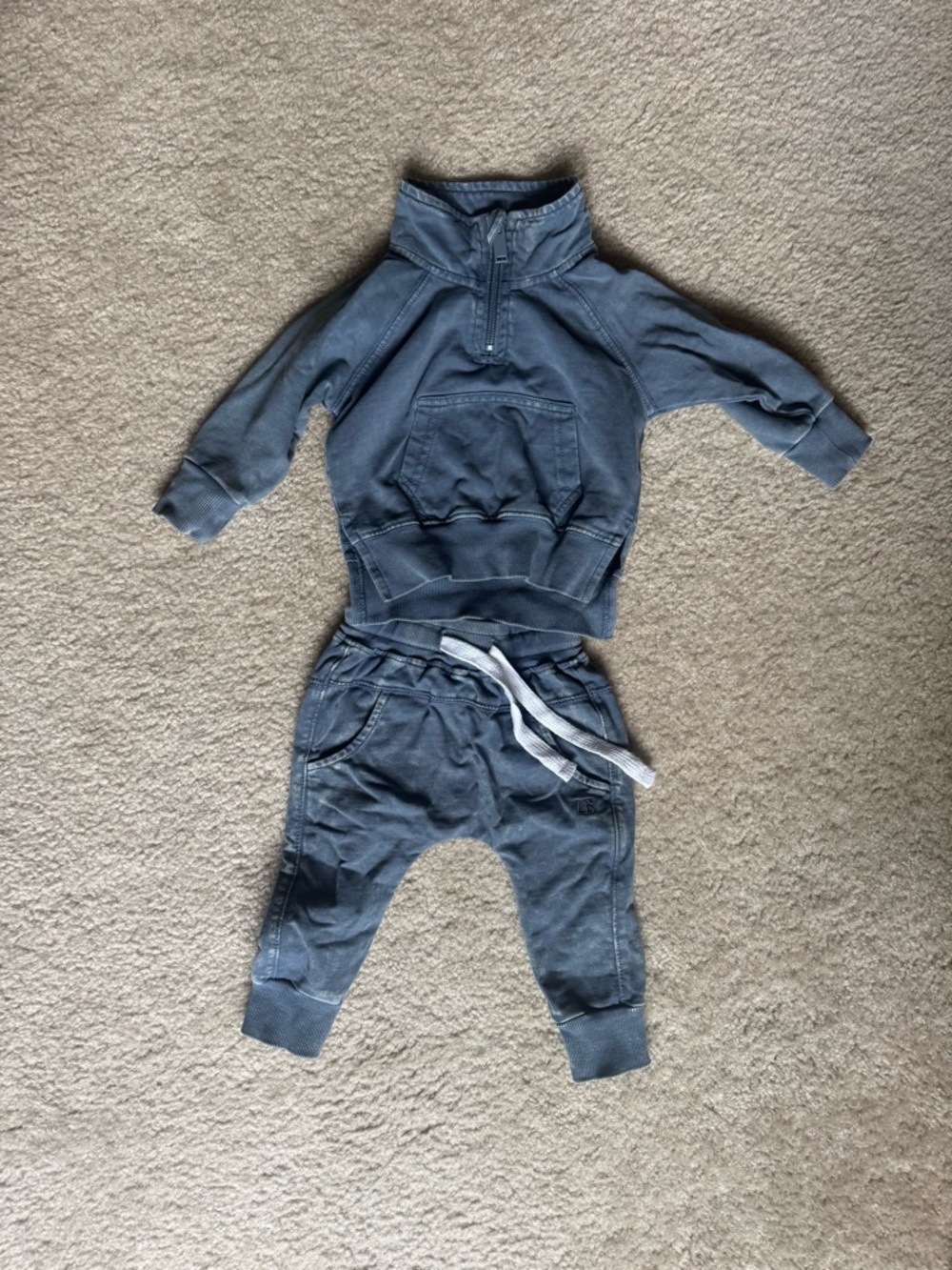 Little Bipsy Slate Blue Half-Zip Hoodie & Jogger Set